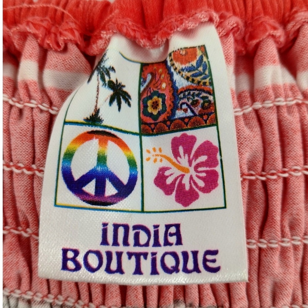 India Boutique‎ Smocked Boho Floral Maxi Dress Adjustable Straps Tropical Beach - Picture 4 of 12